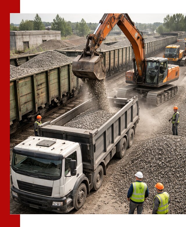 Железнодорожный щебень фракция 25–60 для поставок в Гае