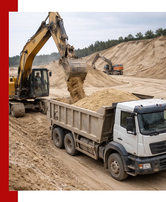 Доставка карьерного песка с самосвалами и разгрузкой в Гае