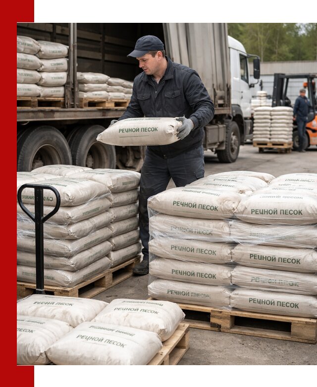 Речной песок в мешках с доставкой в Гае