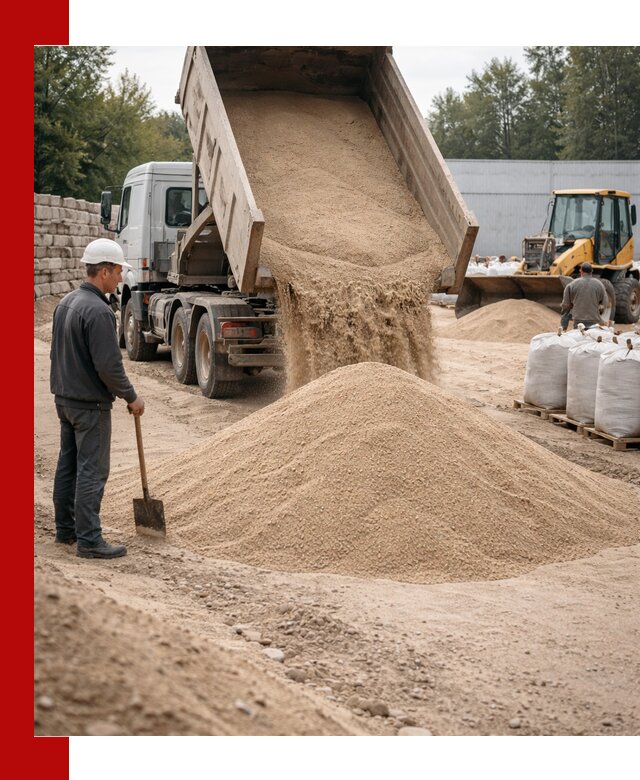 Кварцевый песок фракция 0–3 мм с доставкой в Гае
