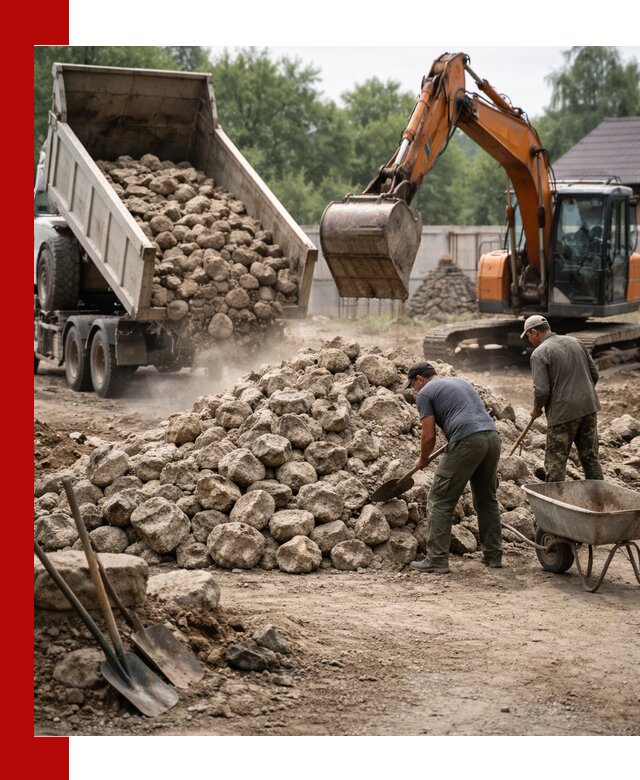 Доставка и разгрузка бутового камня в Гае