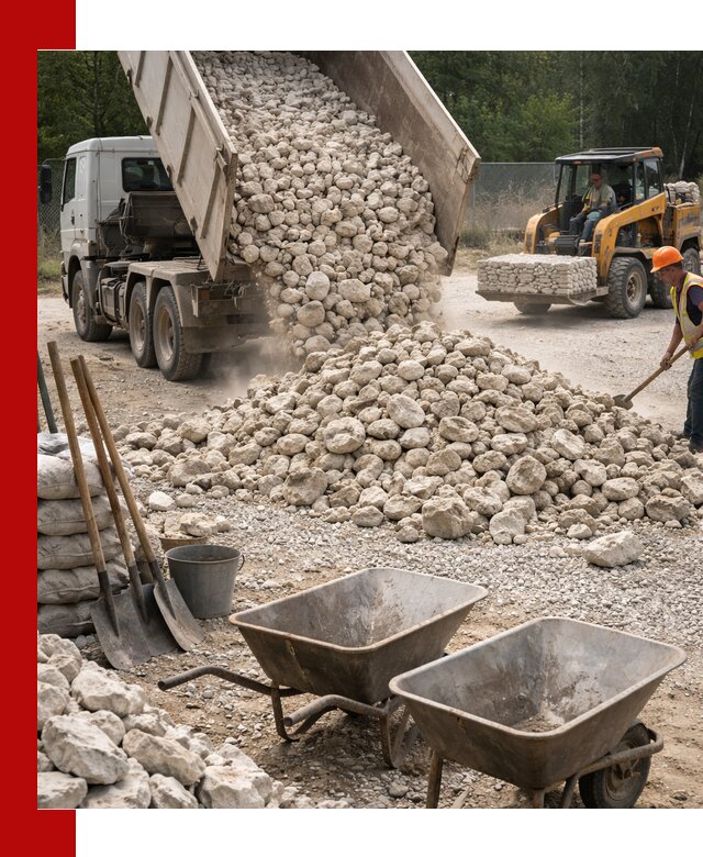 Доставка и продажа бутового известнякового камня в Гае