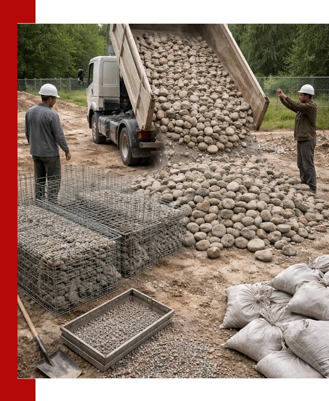 Камень для габионов фракция 70–151 в Гае