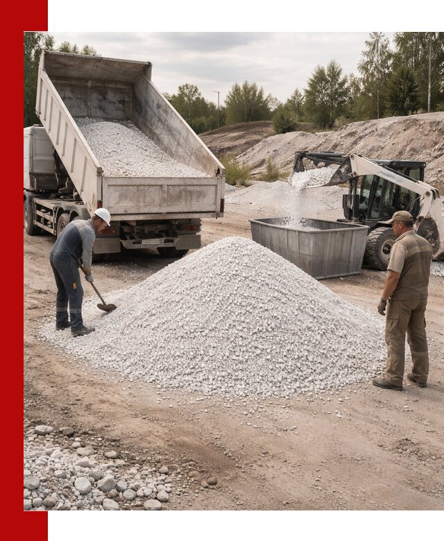 Доставка и продажа белой мраморной крошки в Гае