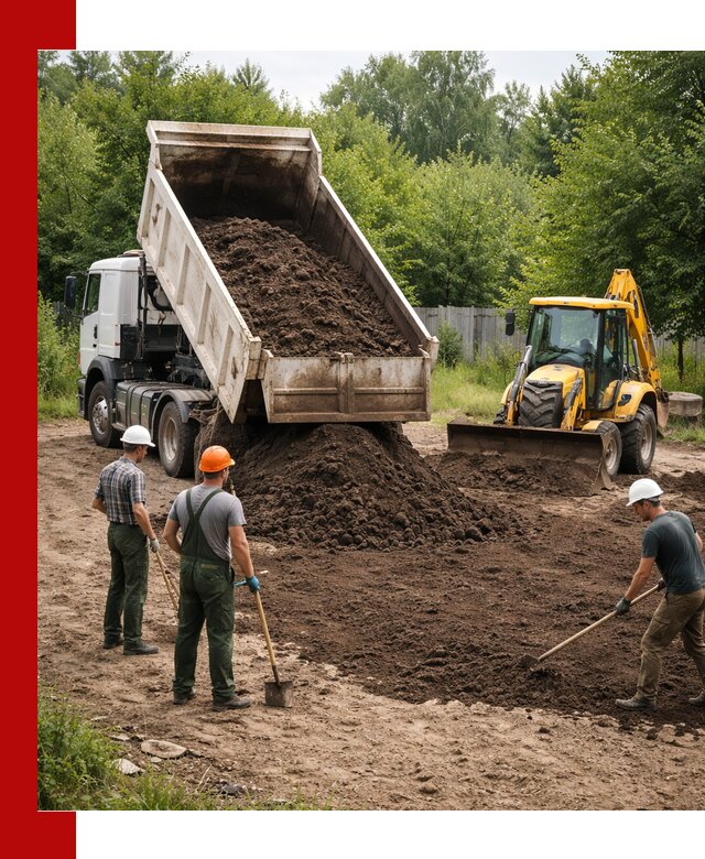 Доставка и укладка грунта для выравнивания участка в Гае