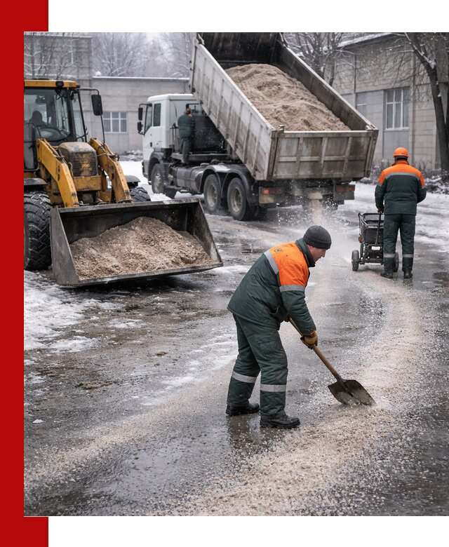 Реагент против гололеда с доставкой и нанесением в Гае