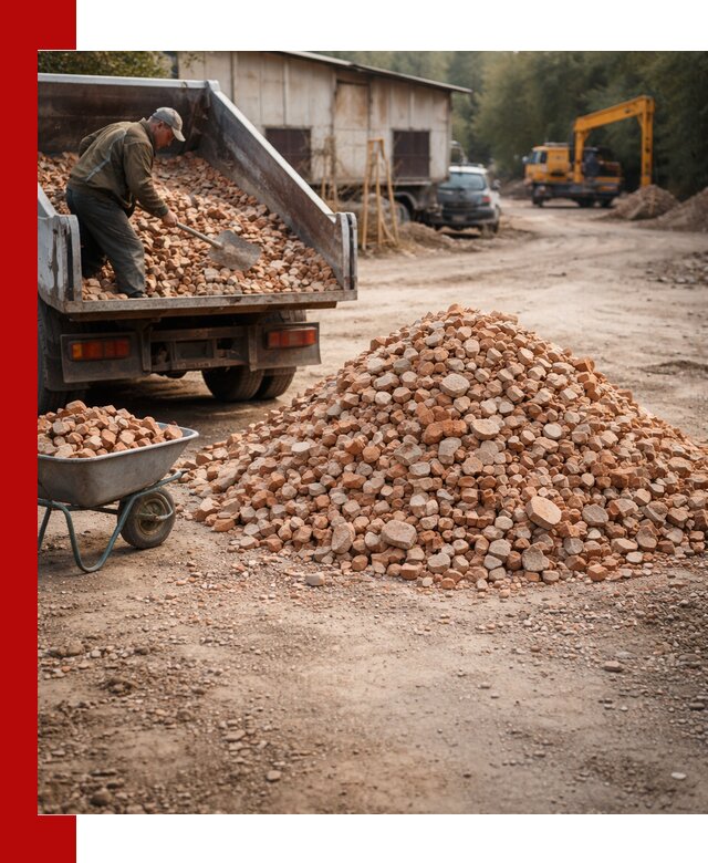 Доставка и подушка из боя кирпича с разгрузкой в Гае