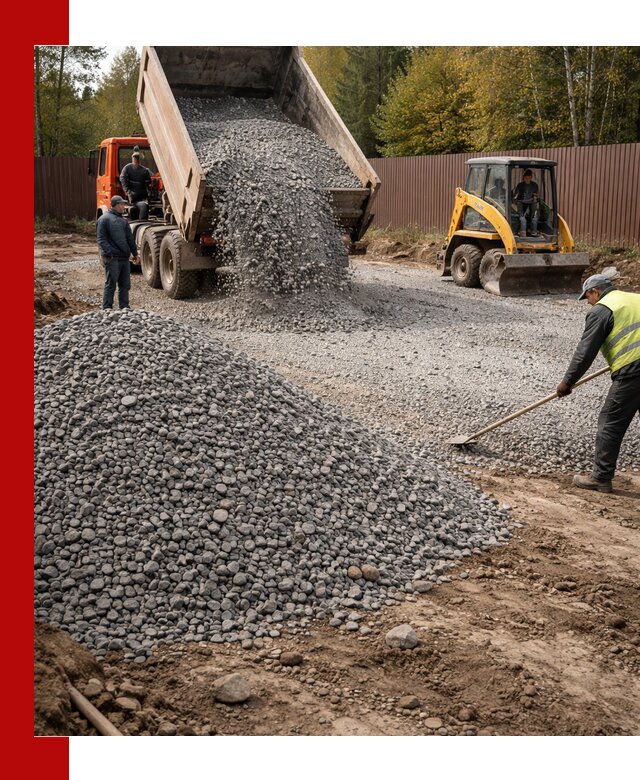 Отсыпка участка щебнем с доставкой и уплотнением в Гае